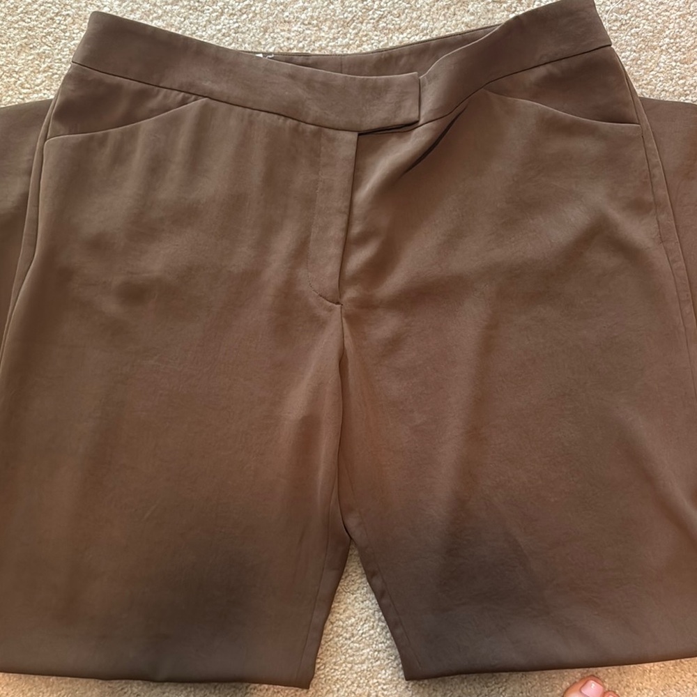 Giorgio Armani Brown Trousers Classic Flat-Front Design 32” inseam